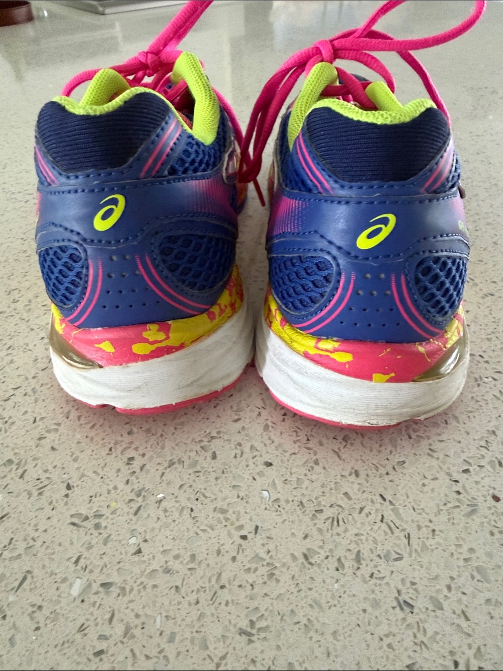 ASICS Navy Running Shoes with Pink & Neon Yellow Accents - Picture 3 of 12